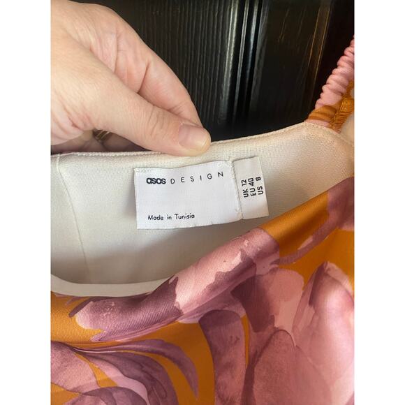 ASOS DESIGN square neck smock mini dress in a floral print-Size 8 - Picture 5 of 5